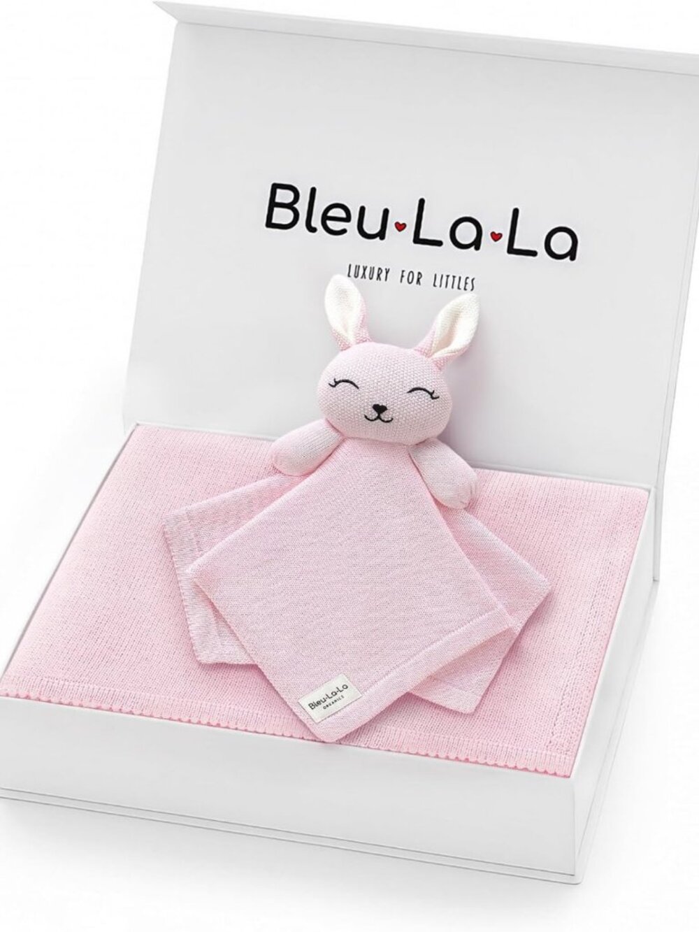 Organic Cotton Baby Gift Set - Newborn Blanket & Bunny Lovey Security Blanket